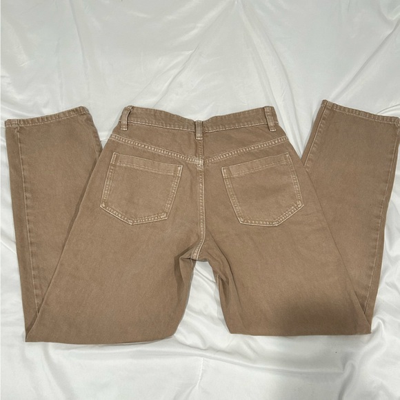 Tan High-Waisted Straight Leg Jeans - Picture 5 of 8